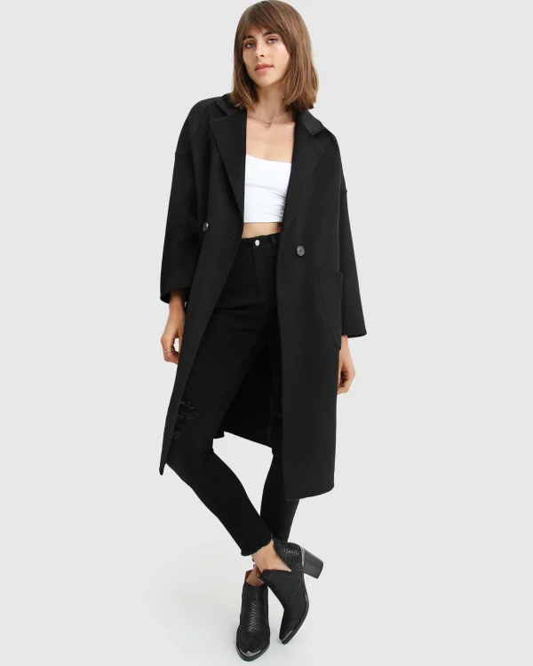 Belle & Bloom Wool Coats | Wool Coats>Publisher Double-Breasted Wool Blend Coat - Black