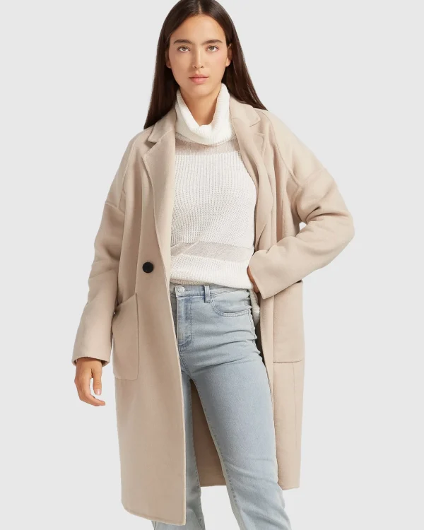 Belle & Bloom Wool Coats | Wool Coats>Publisher Double-Breasted Wool Blend Coat - Sand