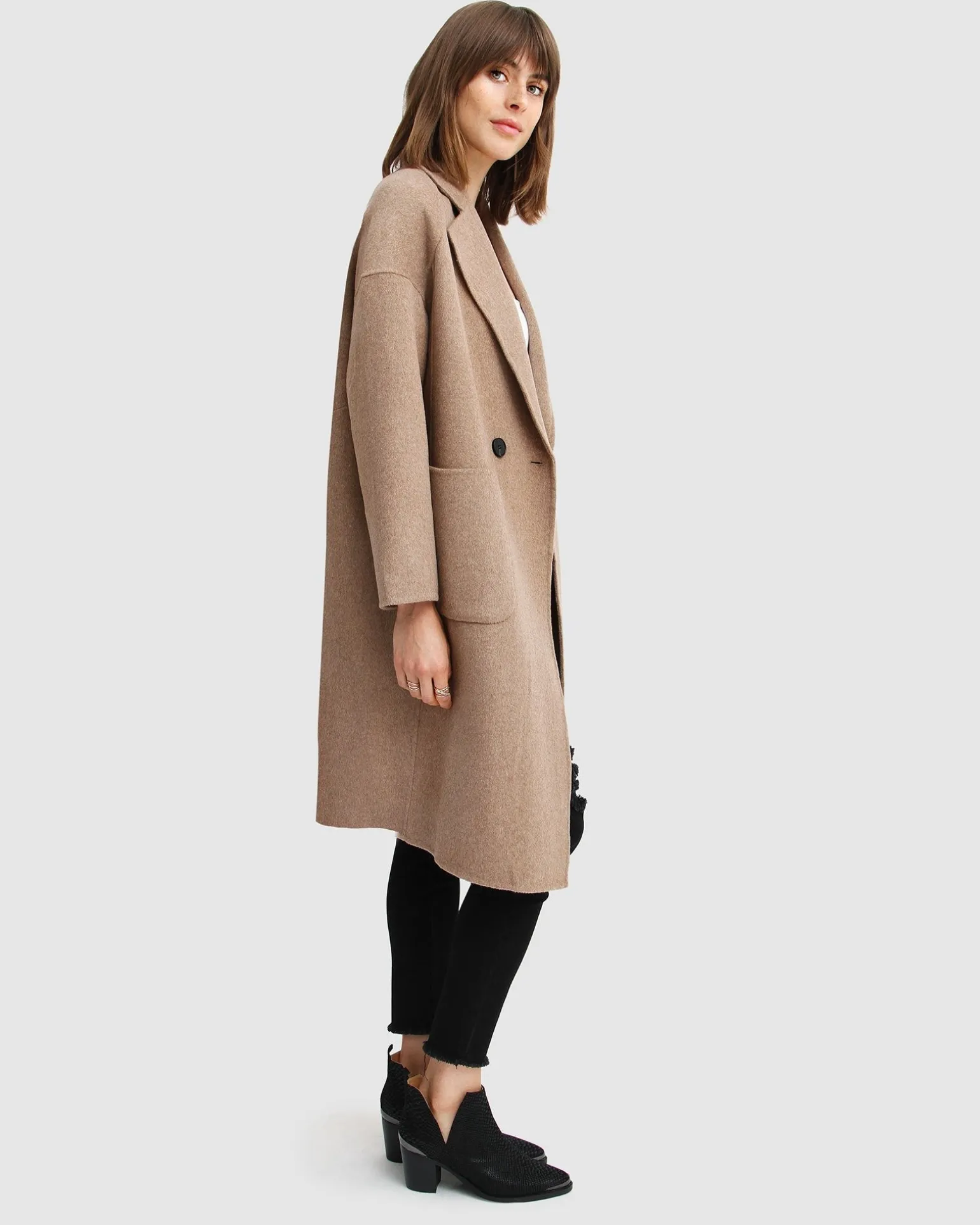 Belle & Bloom Wool Coats | Wool Coats>Publisher Double-Breasted Wool Blend Coat - Oat