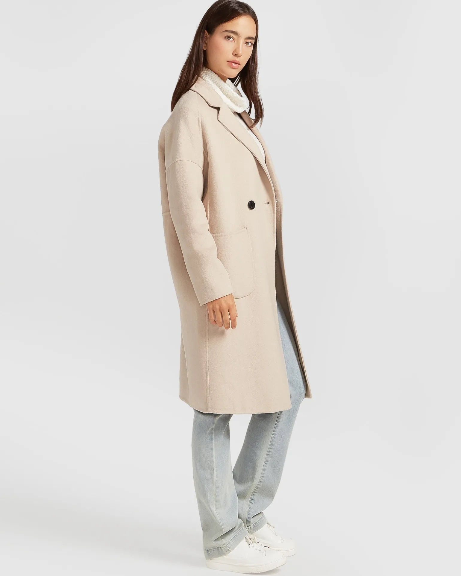 Belle & Bloom Wool Coats | Wool Coats>Publisher Double-Breasted Wool Blend Coat - Sand