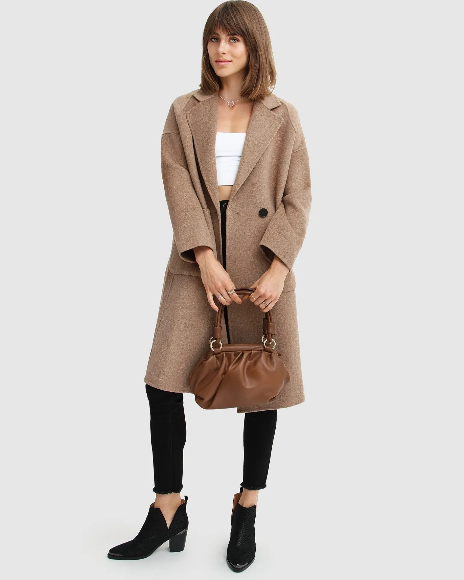 Belle & Bloom Wool Coats | Wool Coats>Publisher Double-Breasted Wool Blend Coat - Oat