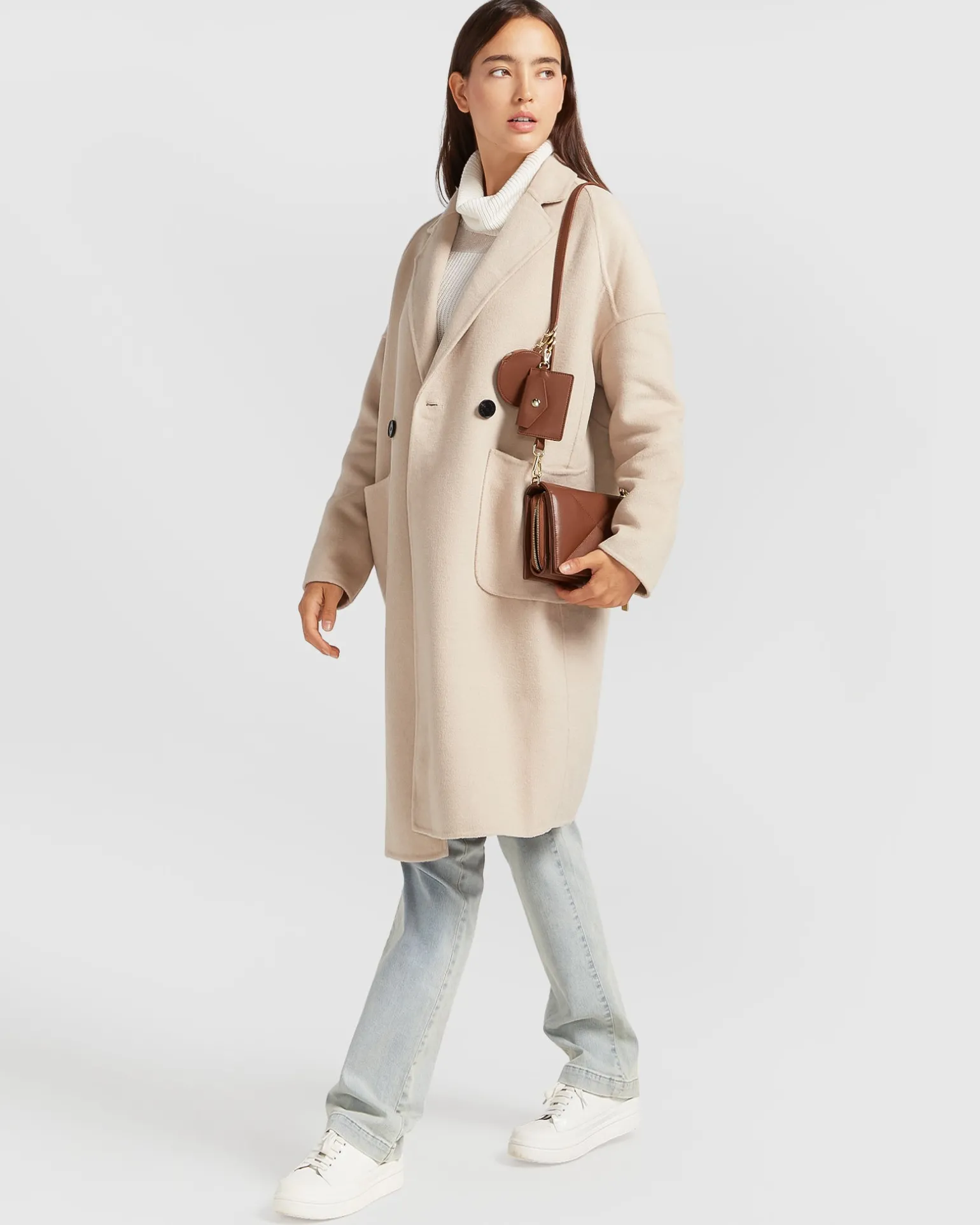 Belle & Bloom Wool Coats | Wool Coats>Publisher Double-Breasted Wool Blend Coat - Sand