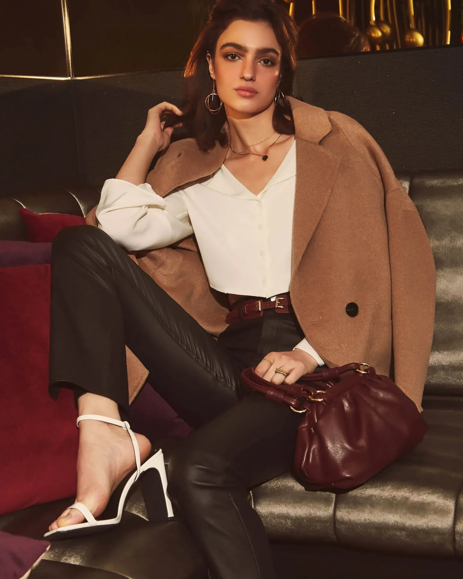 Belle & Bloom Wool Coats | Wool Coats>Publisher Double-Breasted Wool Blend Coat - Oat