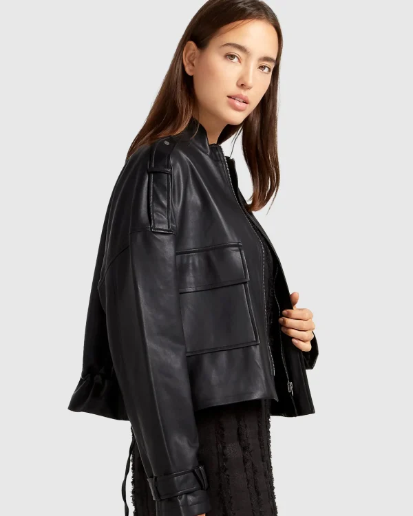 Belle & Bloom Leather Jackets | Leather Coats>Reload Draped Leather Look Jacket -