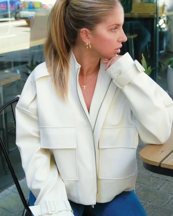 Belle & Bloom Leather Jackets | Leather Coats>Reload Draped Leather Look Jacket -