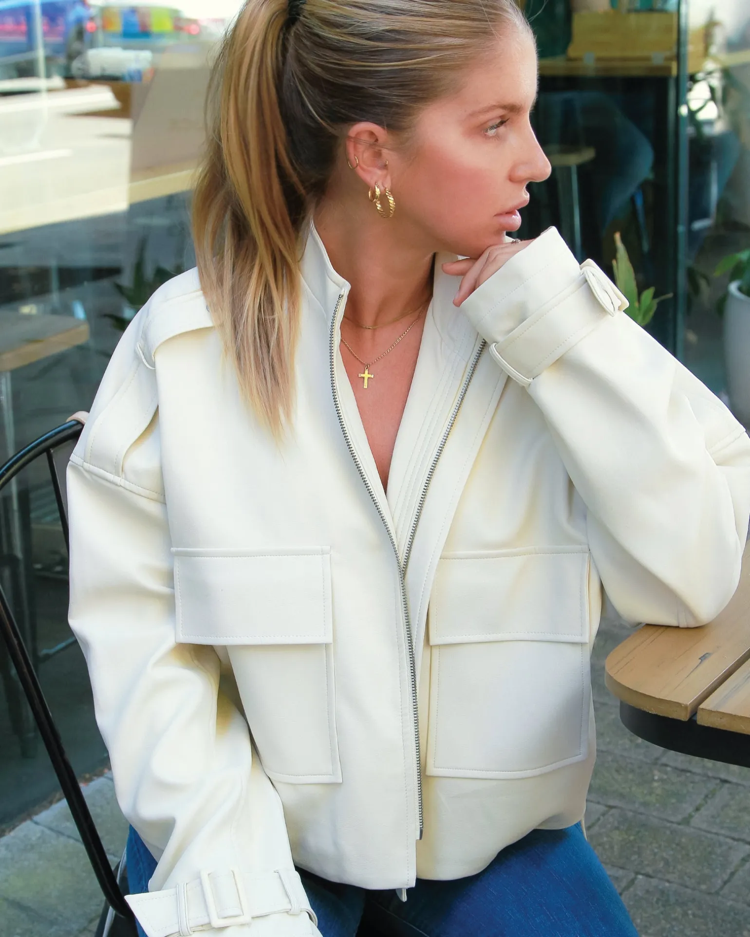 Belle & Bloom Leather Jackets | Leather Coats>Reload Draped Leather Look Jacket -