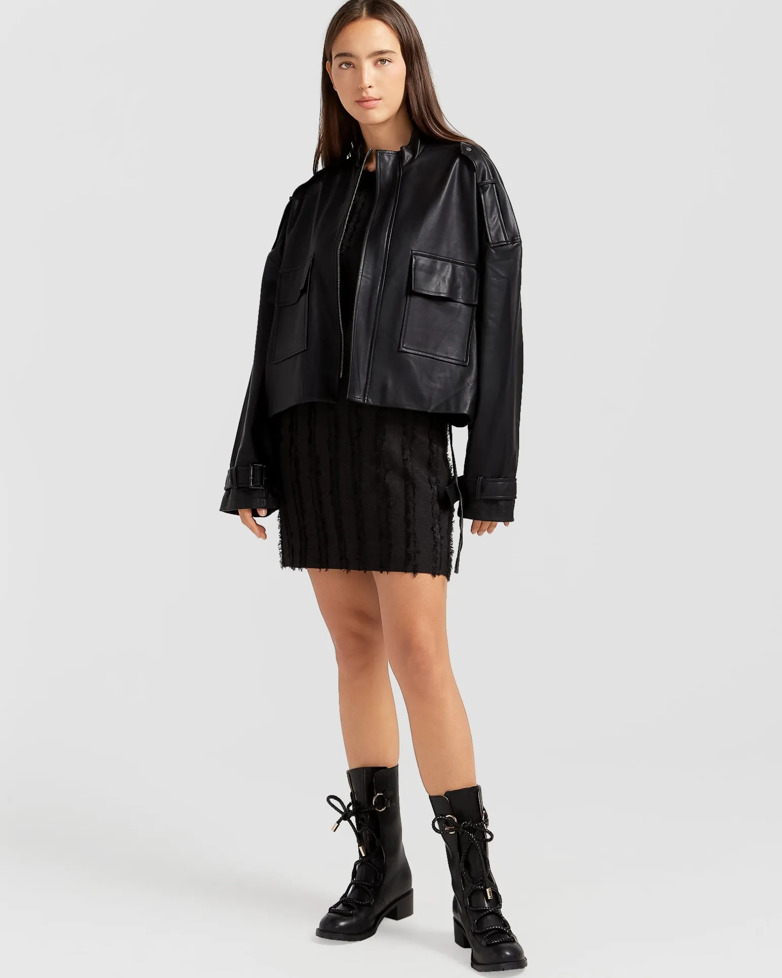 Belle & Bloom Leather Jackets | Leather Coats>Reload Draped Leather Look Jacket -