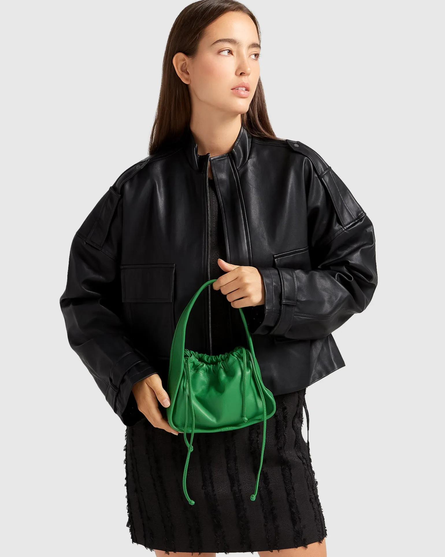 Belle & Bloom Leather Jackets | Leather Coats>Reload Draped Leather Look Jacket -
