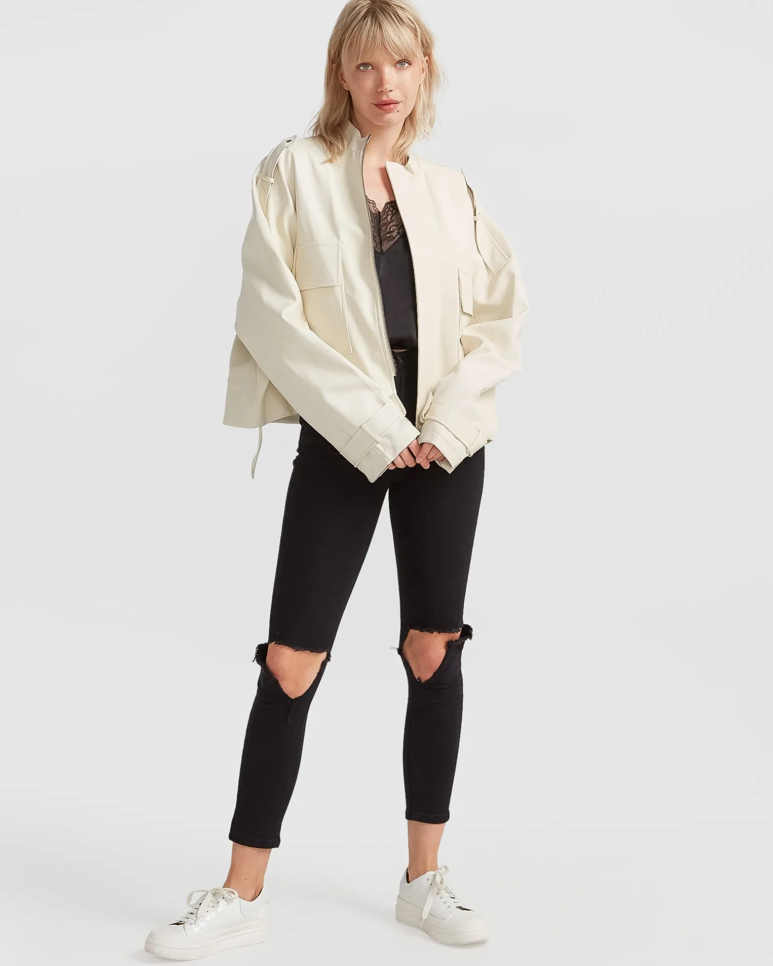 Belle & Bloom Leather Jackets | Leather Coats>Reload Draped Leather Look Jacket -