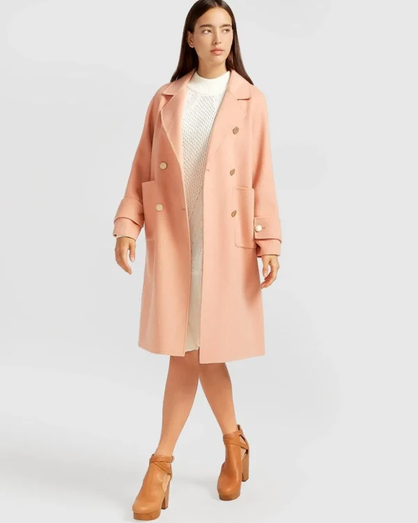 Belle & Bloom Wool Coats | Wool Coats>Rumour Has It Oversized Wool Blend Coat - Peach Fizz