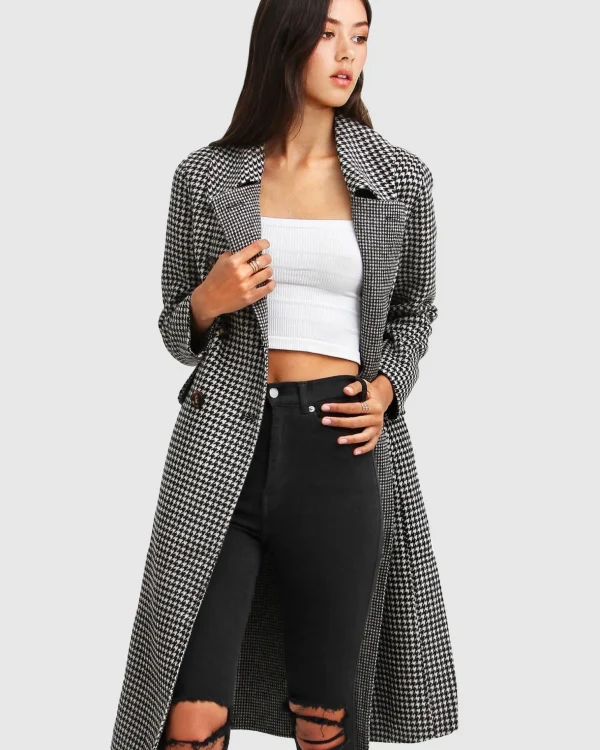 Belle & Bloom Wool Coats | Wool Coats>Save My Love Wool Coat - Black & White Check