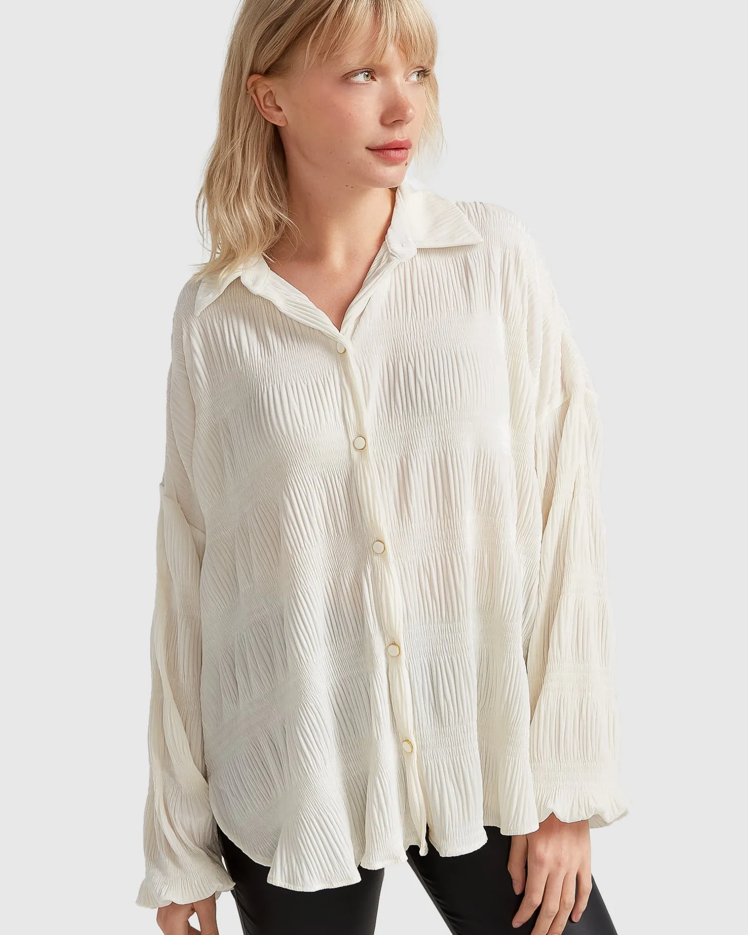 Belle & Bloom Shirts & Blouses>Serenade Velvet Plisse Shirt -