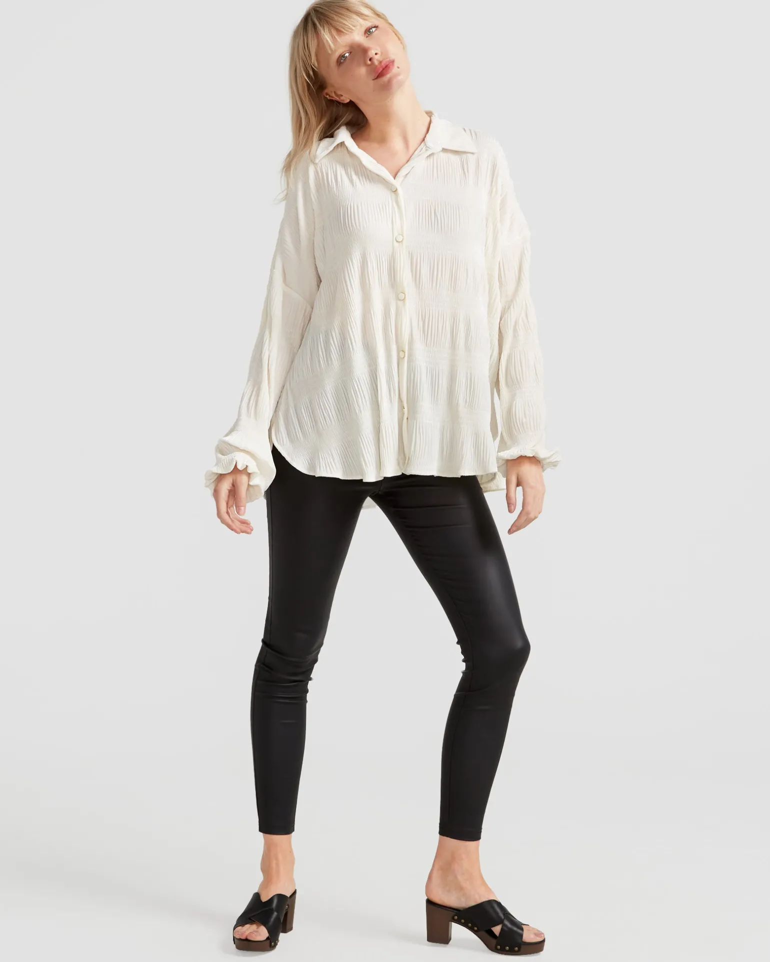 Belle & Bloom Shirts & Blouses>Serenade Velvet Plisse Shirt -