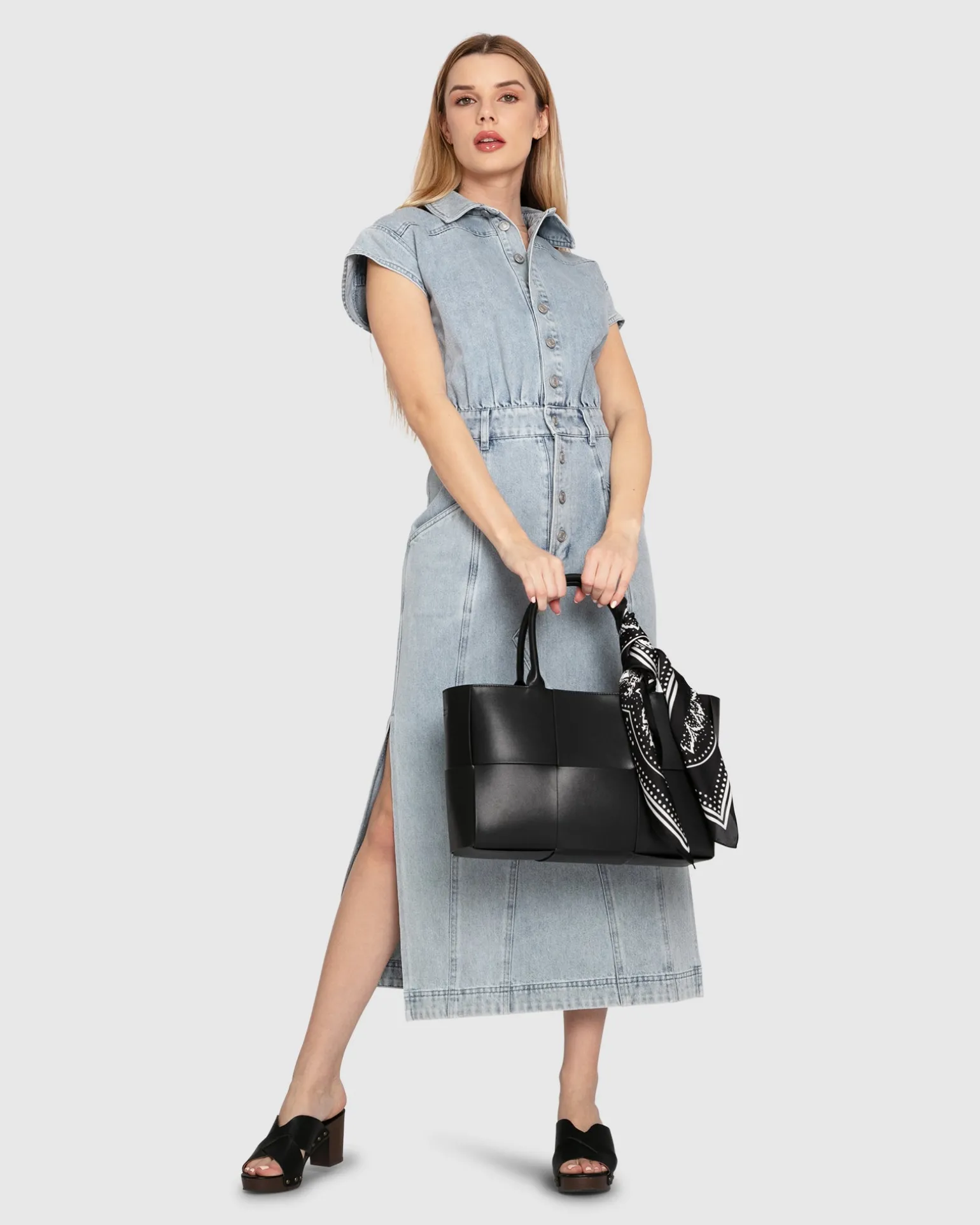 Belle & Bloom Midi Dresses | Midi Dresses>Sundown Denim Midi Shirt Dress