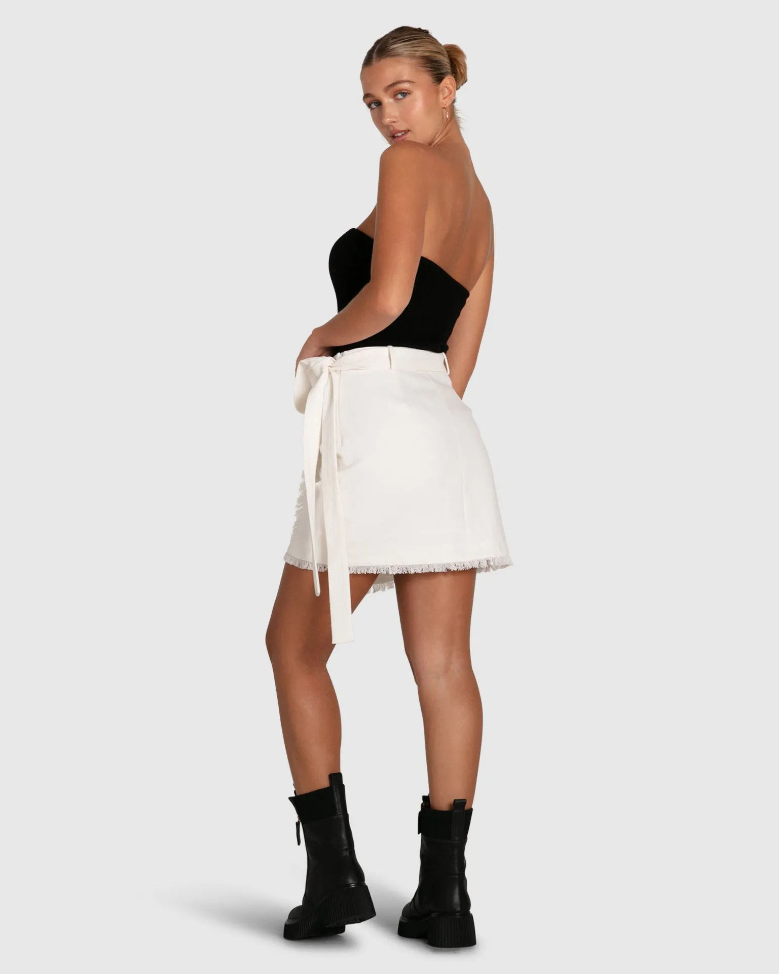 Belle & Bloom Skirts>There She Goes Frayed Edge Skirt -