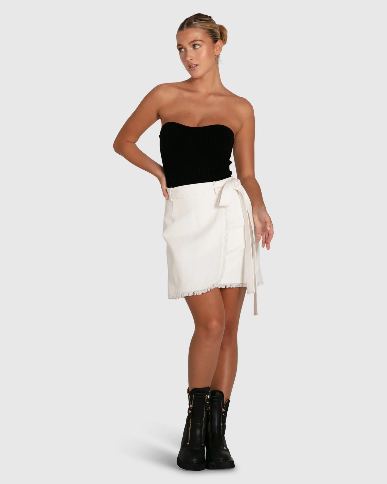 Belle & Bloom Skirts>There She Goes Frayed Edge Skirt -