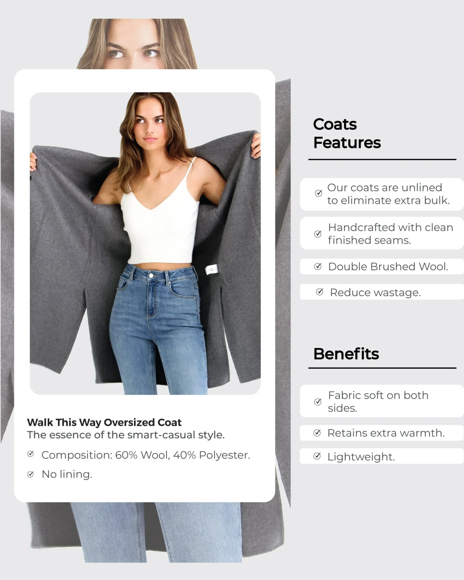 Belle & Bloom Wool Coats | Wool Coats>Walk This Way Wool Blend Oversized Coat -