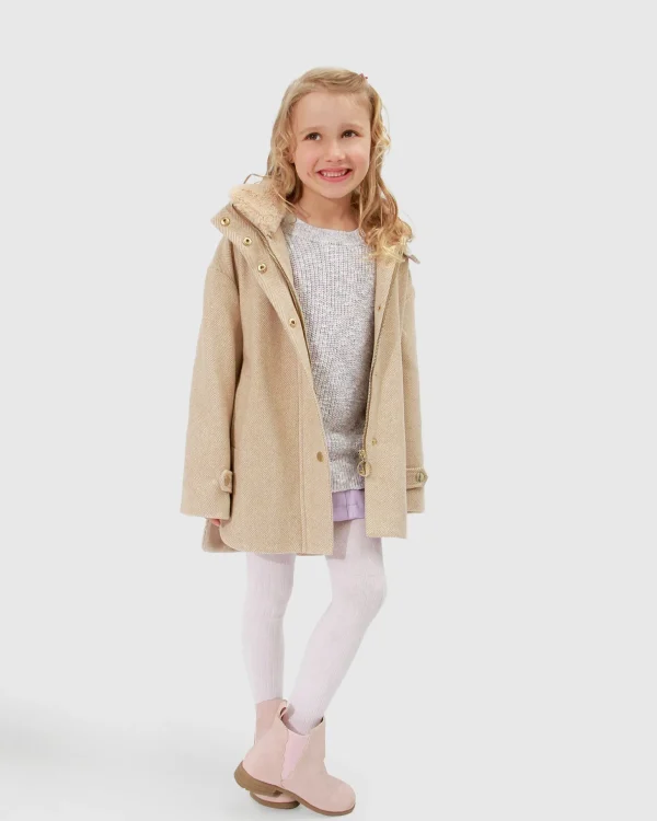 Belle & Bloom Girls Coats>When I Grow Up Detachable Hooded Coat - Pale Oat
