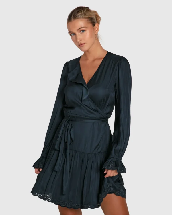 Belle & Bloom Mini Dresses | Mini Dresses>Wild Flower Embroidered Wrap Dress -