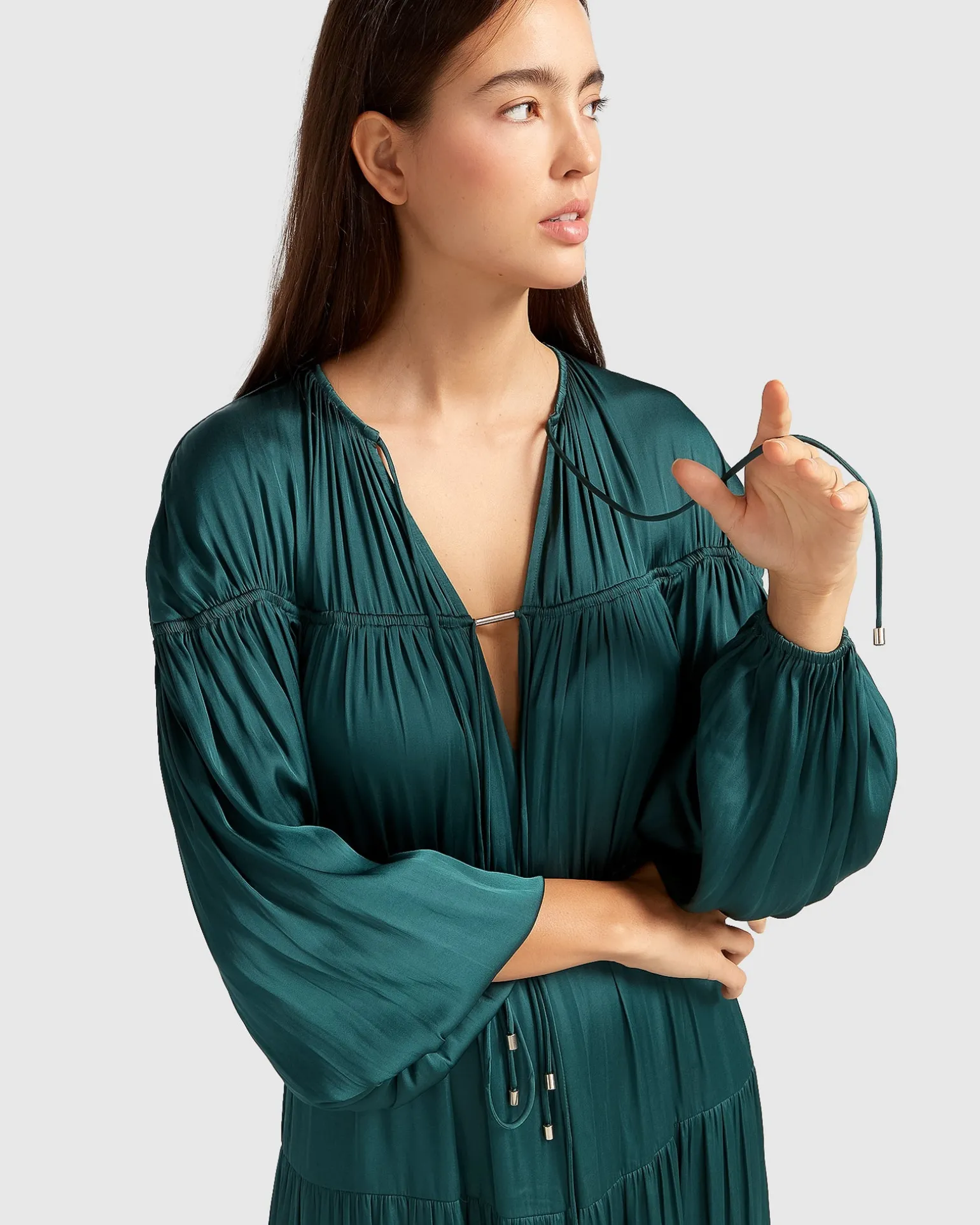 Belle & Bloom Maxi Dresses | Maxi Dresses>Window Seat Tiered Maxi Dress - Dark Green
