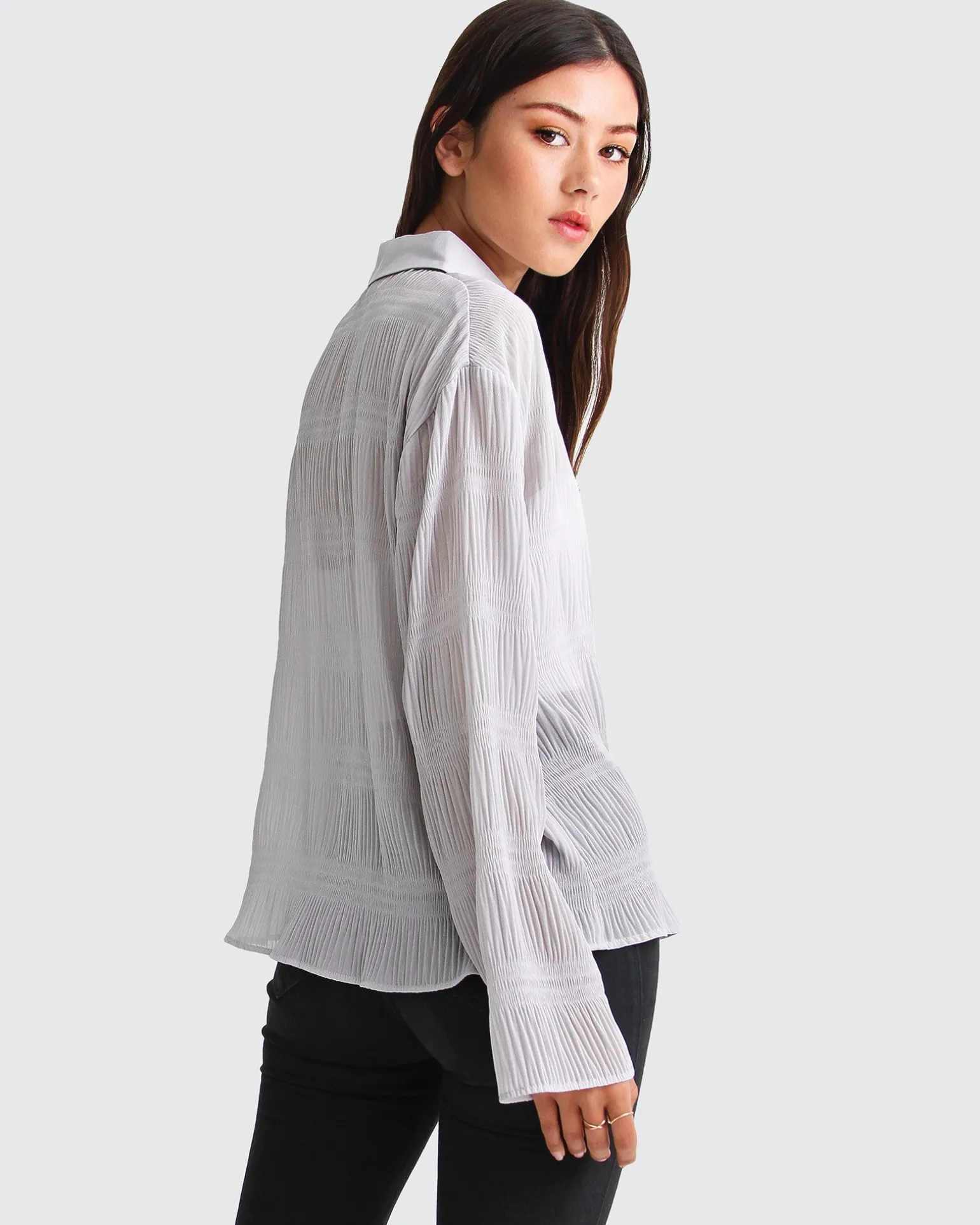 Belle & Bloom Shirts & Blouses>Yoko Shirred Chiffon Blouse -