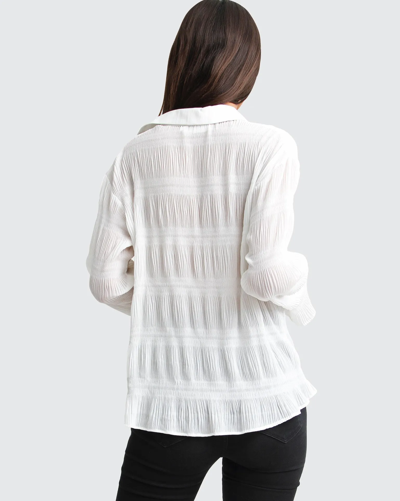 Belle & Bloom Shirts & Blouses>Yoko Shirred Chiffon Blouse -